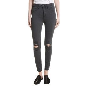 NEW L'AGENCE Coal Destruct Margot High-rise Distressed Skinny Ankle Jeans 25